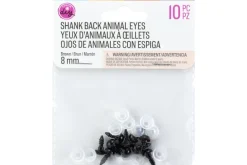 Shank Back Solid Eyes – 10mm – 8pc. – Brown