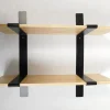 2 Shelf Wall Hanger with Black Metal Frame