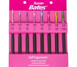 Silvalume Soft Ergonomic Crochet Hook Set of 8: Sizes E4/3.5mm to K10.5/6.5mm. #12698