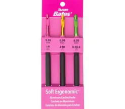 Silvalume Soft Ergonomic Crochet Hook Set of 3: I9/5.5mm, J10/6mm, K10.5/6.5mm. #12694