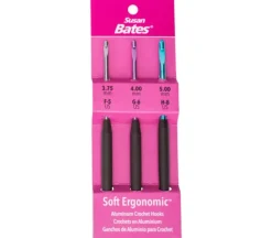Silvalume Soft Ergonomic Crochet Hook Set of 3: F5/3.75mm, G6/4mm, H8/5mm. #12693