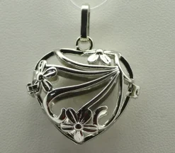 Silver Filigree Heart Cage Pendant – Silver Plated