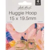 Silver Huggie Hoop Earrings, 14mm, 8 Pieces
