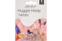 Silver Rectangular Huggie Hoop Earrings, 15×19.5mm, 4 Pieces