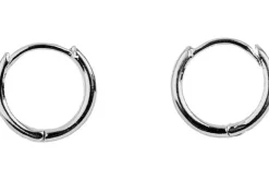Silver Rectangular Huggie Hoop Earrings, 15×19.5mm, 4 Pieces