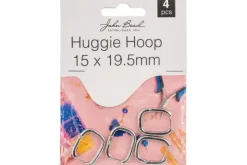 Silver Wire Huggie Hoop Earrings, 14mm, 8 Pieces