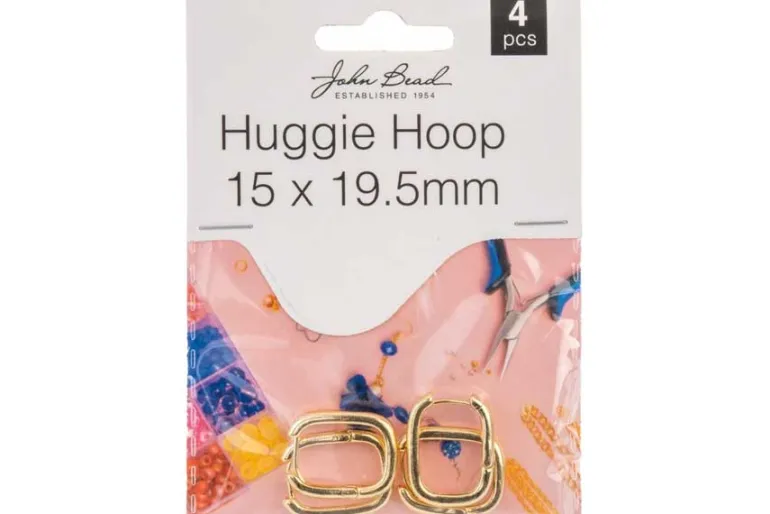 Silver Wire Huggie Hoop Earrings, 14mm, 8 Pieces