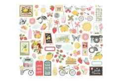 Simple Stories Pink Lemonade 12×12 Paper – 3×4 Elements