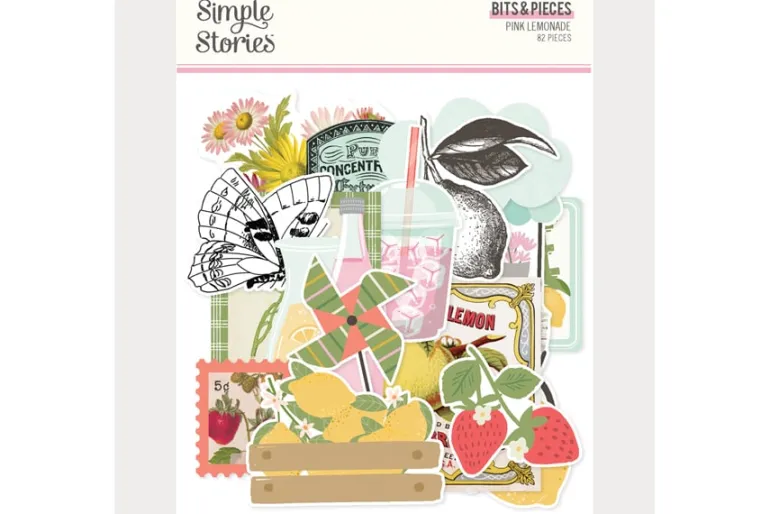 Simple Stories Pink Lemonade 12×12 Paper – Journal Elements