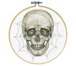 Skull Cross Stitch Kit with 6 inch hoop