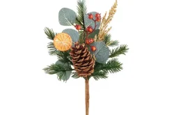 13″ Sliced Orange/Pine Cone/Pine Pick (Orange/Green)