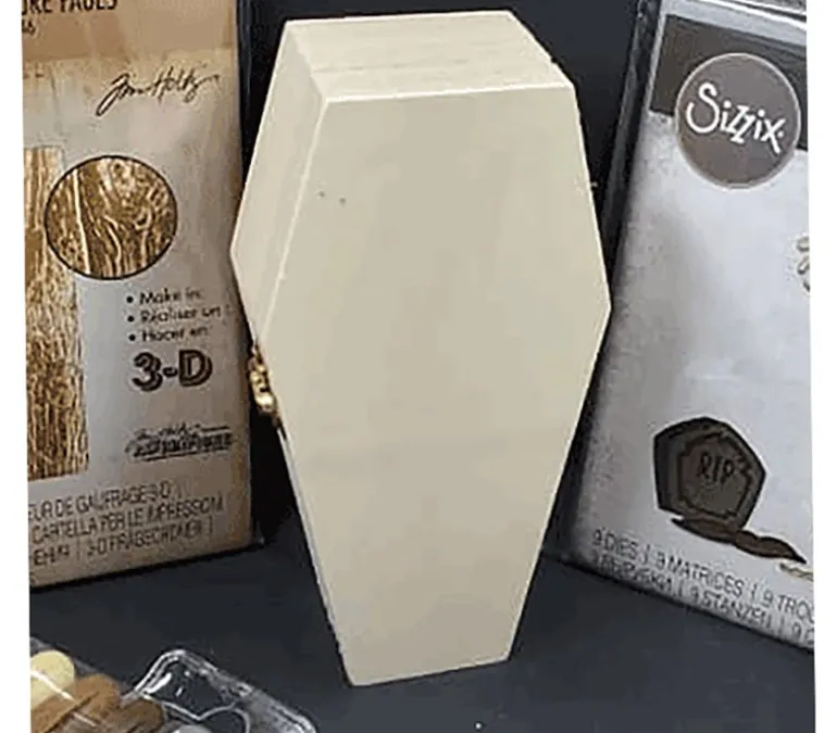 Small Wood Unfinished Coffin Box with Latch