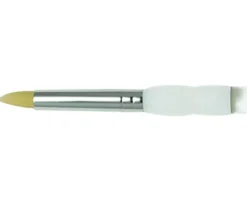 Soft-Grip Golden Taklon Hair Short Handle Brush – Short Bristle Liners, Rounds and Shaders (view sizes)