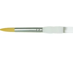 Soft-Grip Golden Taklon Hair Short Handle Brush – Filbert, Round, Script Liners, Shaders, Wash and Stokes (view sizes)