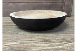 SPC Natural and Black Wooden Round Bowl – Large
