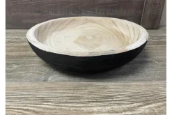 SPC Natural and Black Wooden Round Bowl – Large