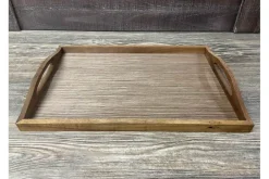 SPC Rectangle Wooden Tray with Handles – 15-inch