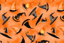 Spooky Tails Tossed Witch Hats on Orange