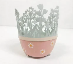 Spring Flowers Metal Votive Candle Holder – 3-1/2-inch