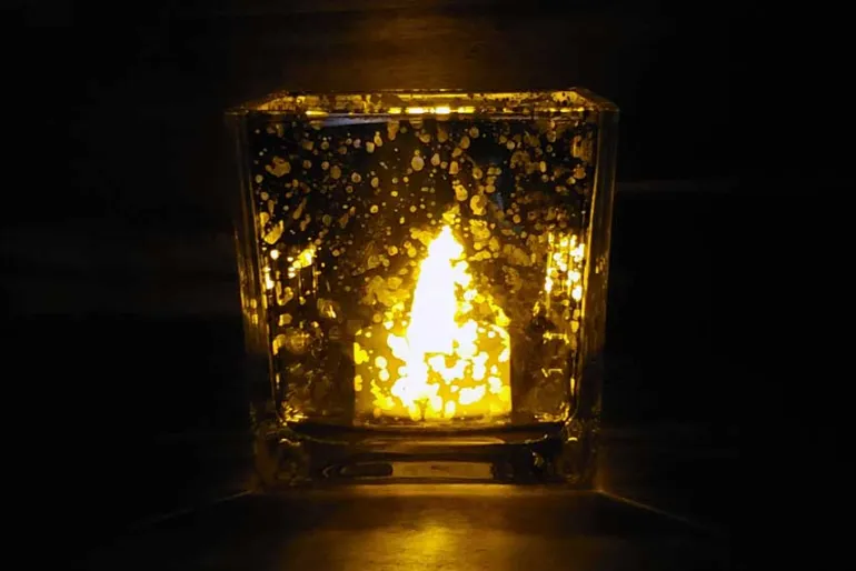Square Mercury-Style Glass Candle Holder – Rose Gold