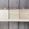 3 Square Natural Wood Containers with Lids on Wood Tray