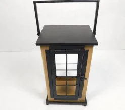 Square Wood and Metal Lantern