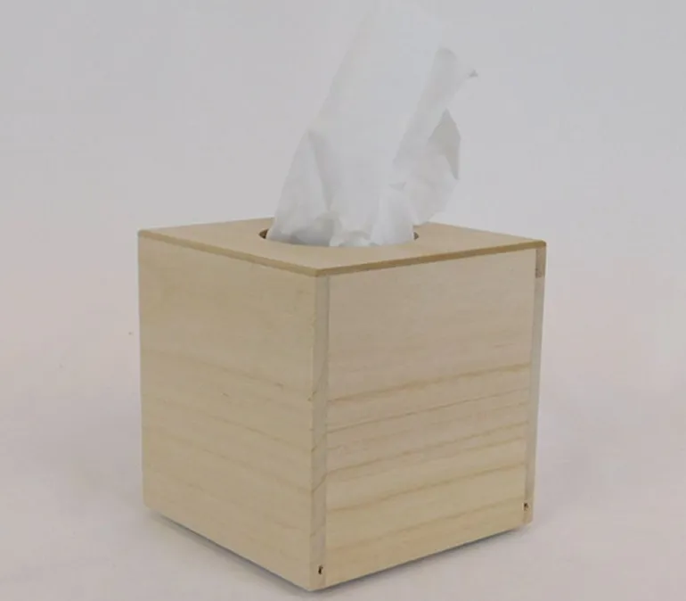 SQUARE Wood Tissue Box – FIT TISSUE BOX SMALLER THAN 5X5 – BOX SIZE IS 5X5