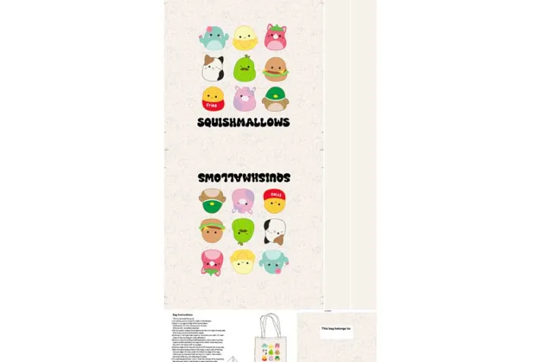 Squishmallows Canvas Tote Bag Panel – 24-inches by 43-inches
