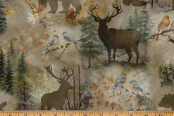 Stag and Stone Wildlife Silhouettes in Antique Brown