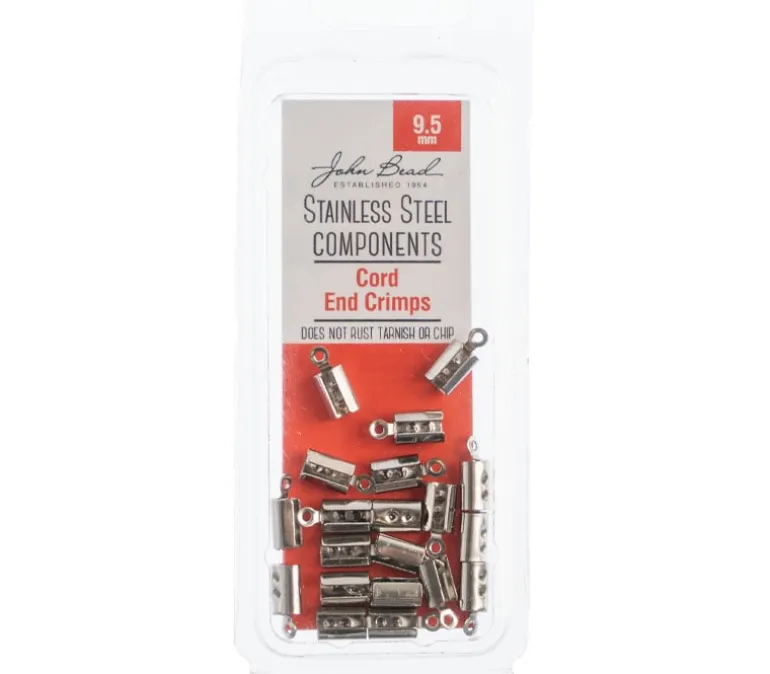 Stainless Steel 9.5mm Cord End Crimp – 20pcs