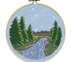 Starry Night Cross Stitch Kit with 6-inch Hoop #7072