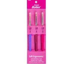 Steelite Soft Ergonomic Steel Crochet Hook Set of 3: 1.7mm, 1.9mm, 2.1mm. #12688