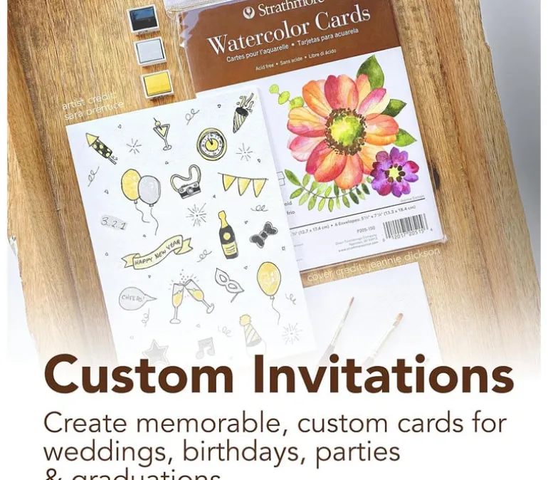Strathmore Greeting Cards – Watercolor – Black – 6 Cards