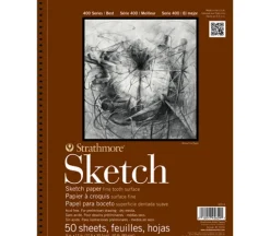 Strathmore 400 Series 60# Sketch Pad – 9-inch x 12-inch – Spiral Bound – 100 Sheets