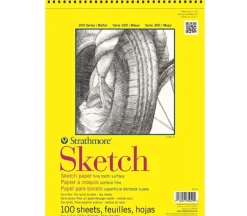 Strathmore 300 Series 50# Sketch Pad – 9-inch x 12-inch – Spiral Bound – 100 Sheets