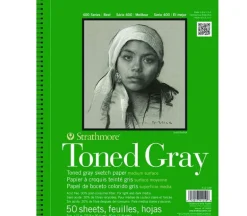 Strathmore 400 Series 80# Toned Gray Sketch Pad – 9-inch x 12-inch – Wire Bound – 50 Sheets