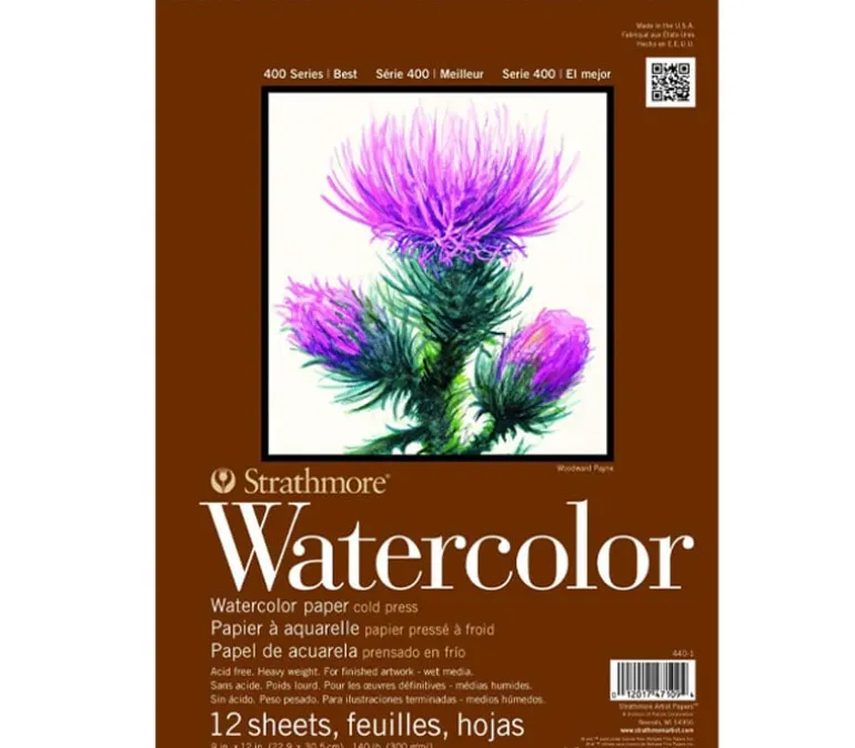 Strathmore 400 Series 140# Watercolor Pad – Cold Press 12 Sheets – 9×12