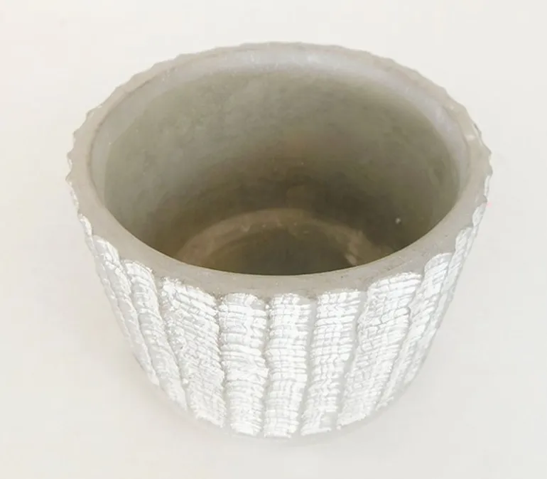 Striped Concrete Pot