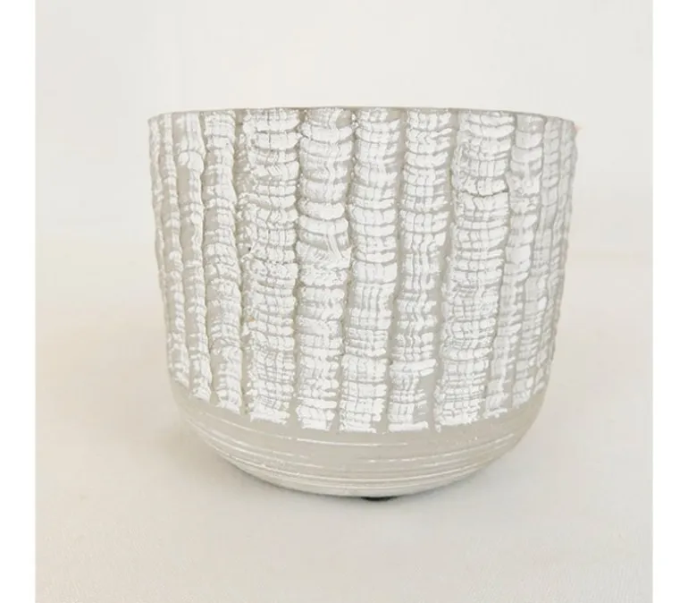 Striped Concrete Pot
