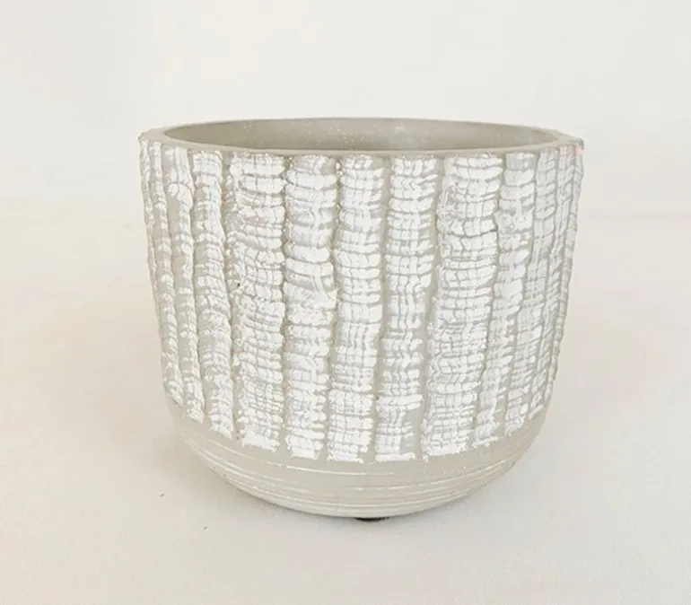 Striped Concrete Pot