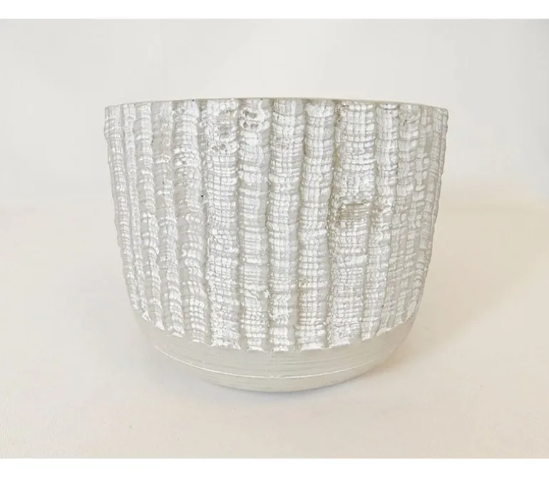 Striped Concrete Pot