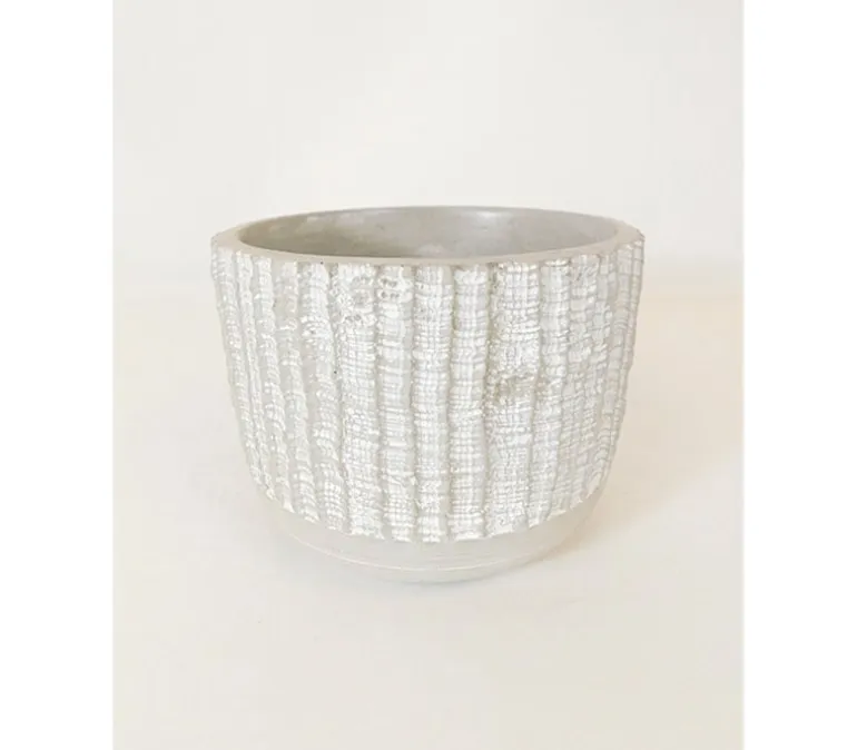 Striped Concrete Pot