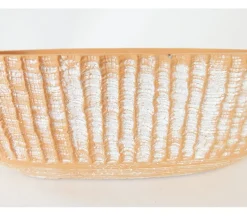 Striped Oblong Concrete Pot Vase
