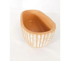 Striped Oblong Concrete Pot Vase