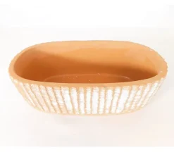 Striped Oblong Concrete Pot Vase