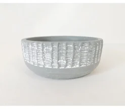 Striped Shallow Bowl Vase Pot