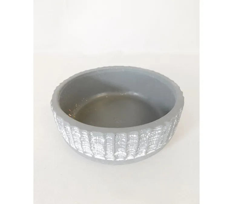 Striped Shallow Bowl Vase Pot