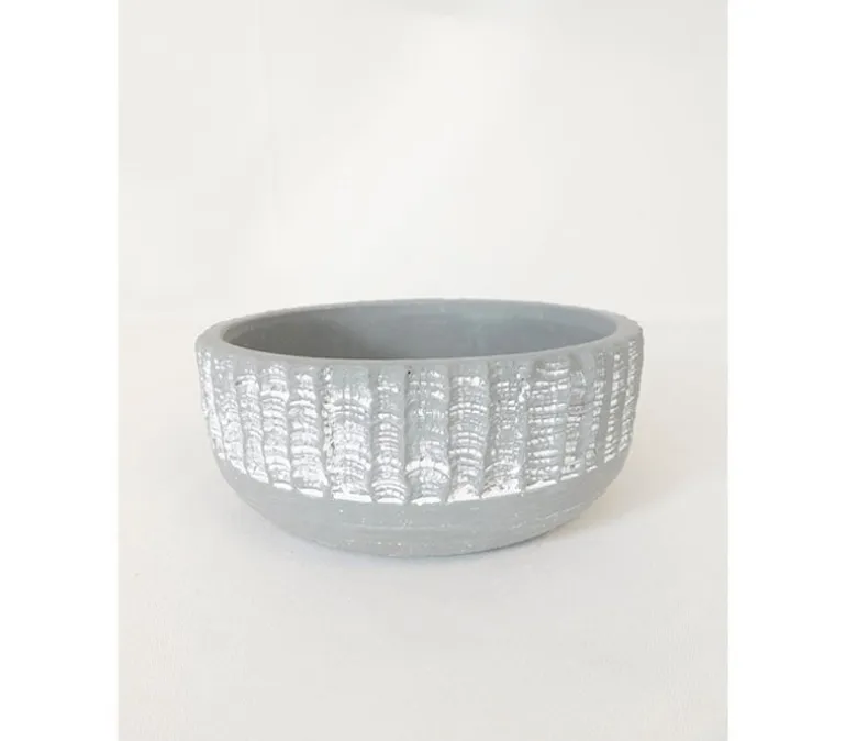 Striped Shallow Bowl Vase Pot