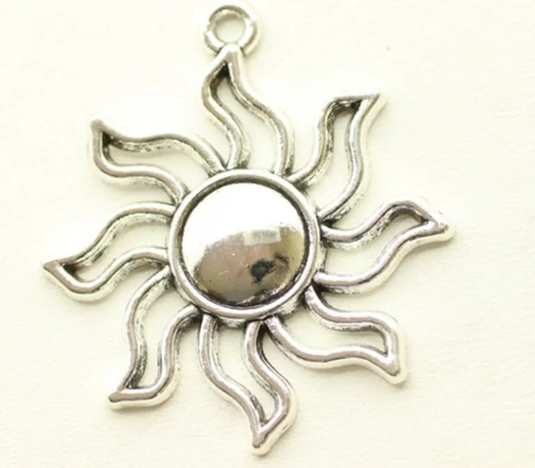 Sun With Rays Pendant- Antique Silver Plated