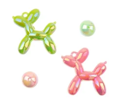 Super Cute Acrylic Animal Beads – Green and Pink